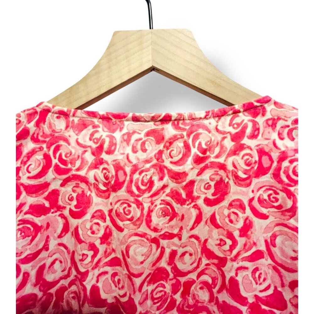 Sail to Sable STS Rose Print Flutter Sleeve Midi Dress Pink White | Size XL NWT - Picture 12 of 16